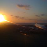 Bali plane with sunset