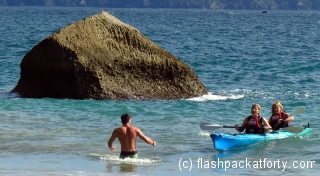 Kayak and Helper Cathedral Cove
