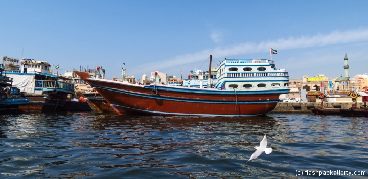 freight-boat-dubai-creek-with-bird