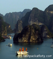 junk with sails halong bay