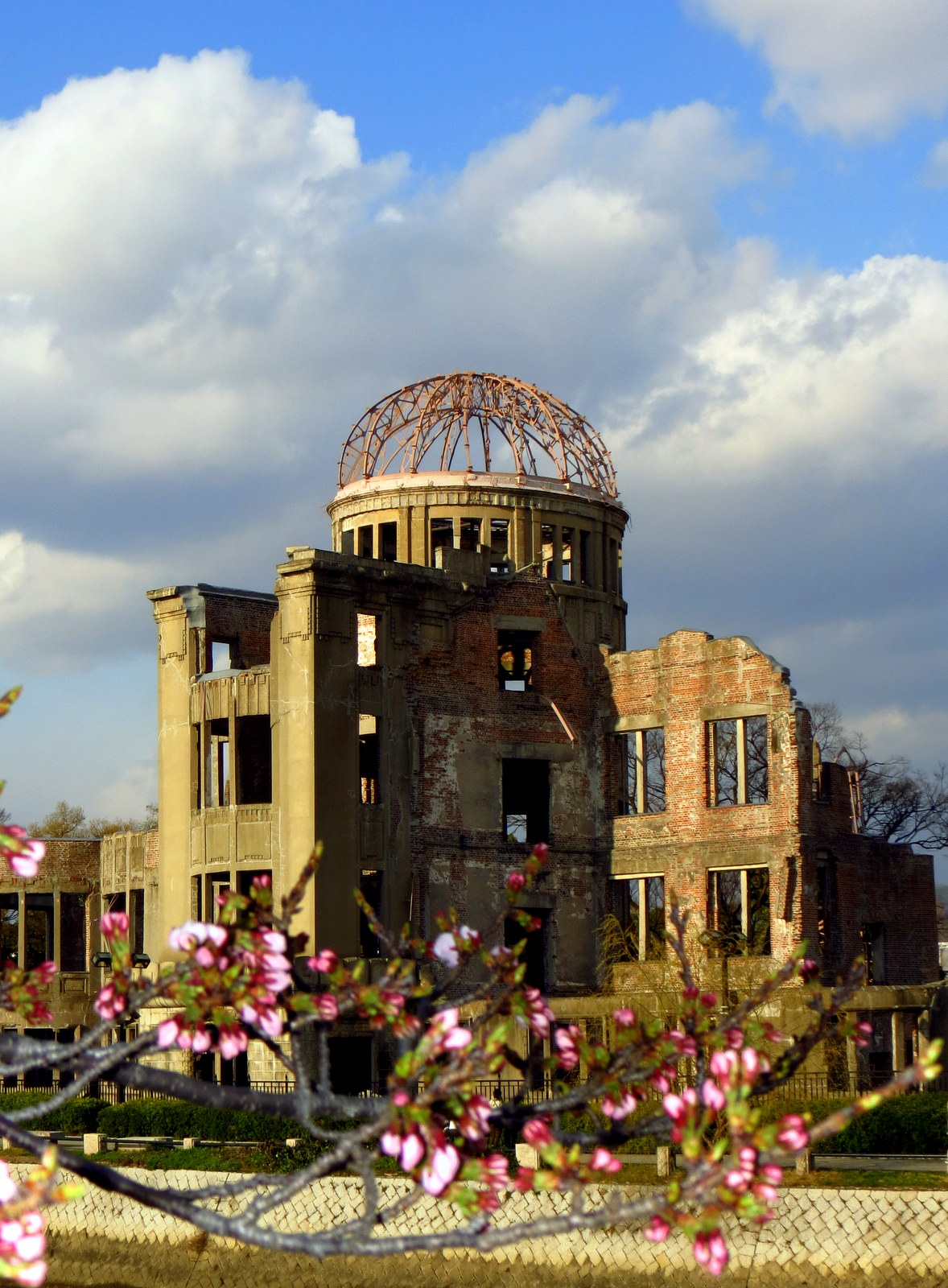 Hiroshima Peace Memorial with blossom