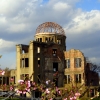 Hiroshima Peace Memorial with blossom