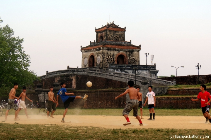 Vietnamese boys playing football