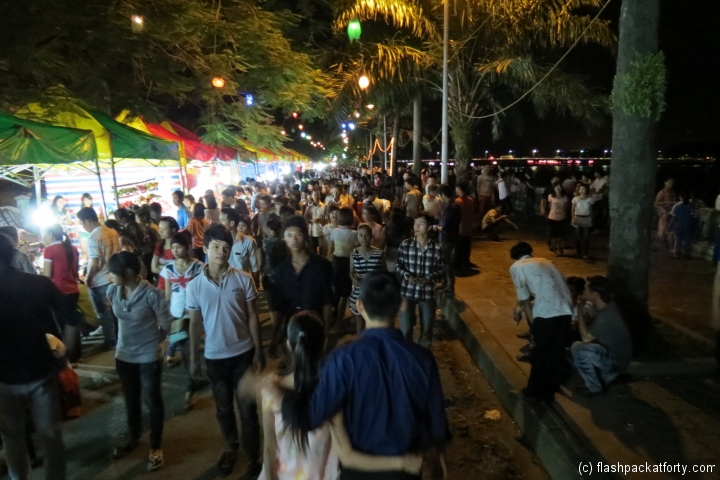 Hue waterfront at night