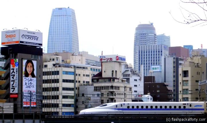 Bullet train with Tokyo view