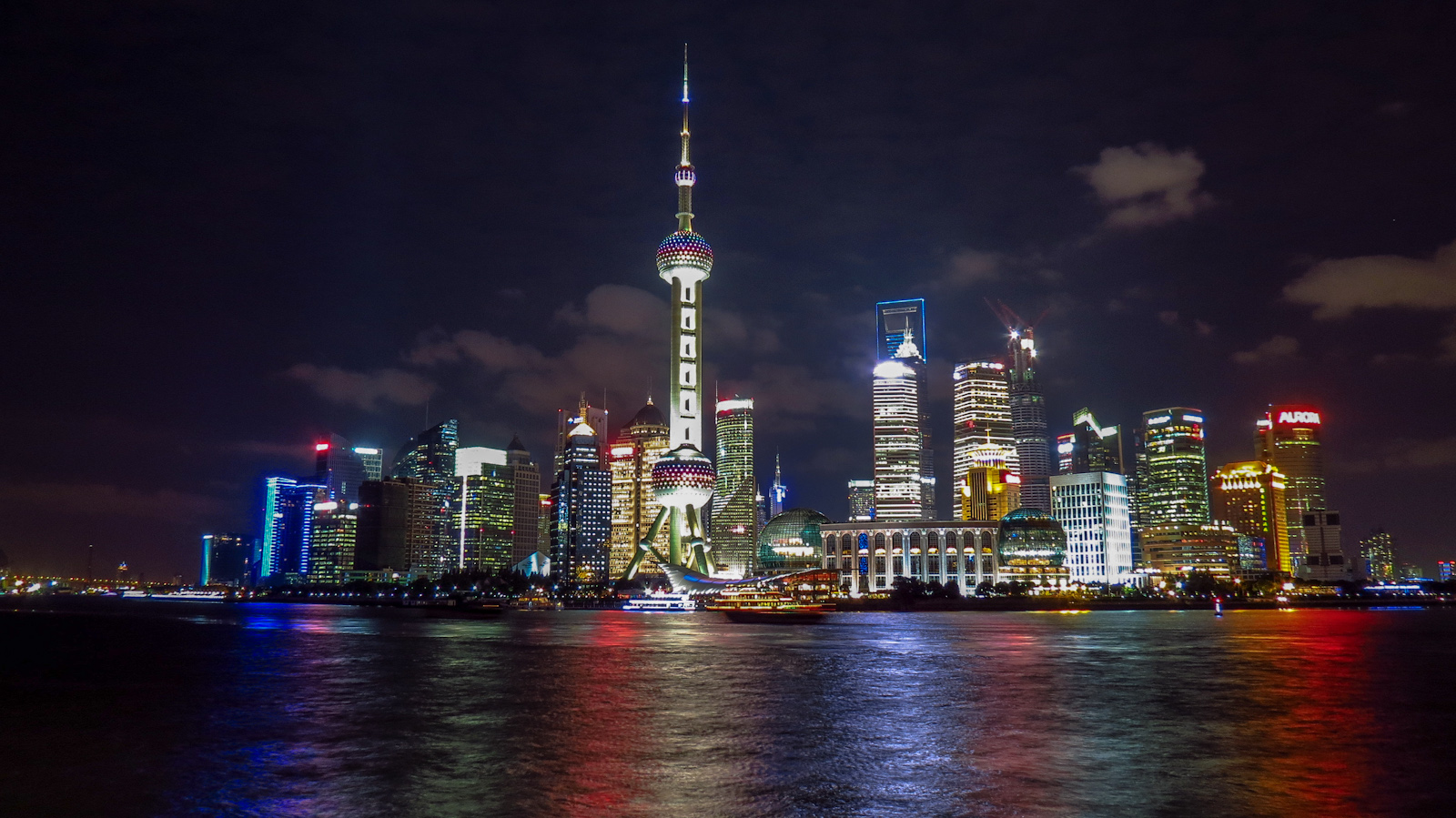 shanghai waterfront night panorama : Flashpacking Travel Blog