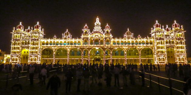 Mysore Palace Lights Up Night Sky